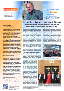 Infos aus Berlin von Volkmar Klein
