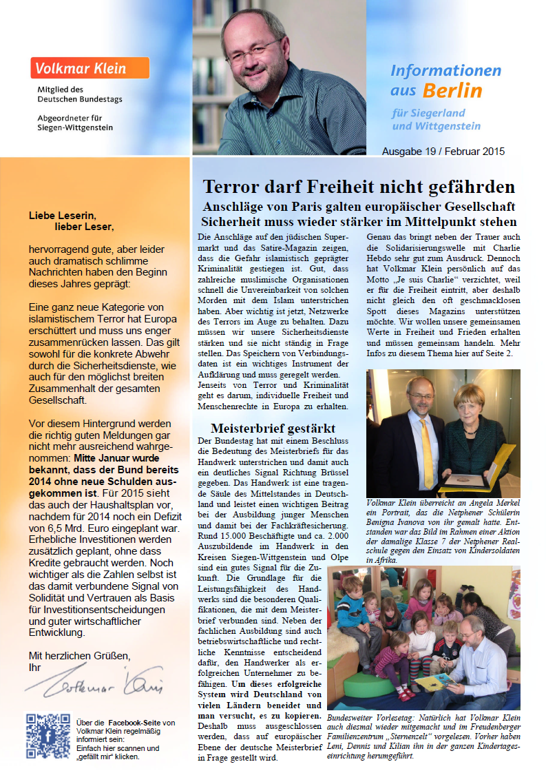 Infos aus Berlin von Volkmar Klein Nr 19