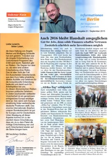 Infos aus Berlin Nr. 21 von Volkmar Klein